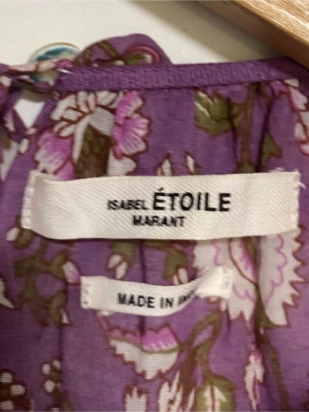 Isabel Marant Étoile Floral Ruffle Blouse Size 36 Purple Boho Cotton - Picture 5 of 12